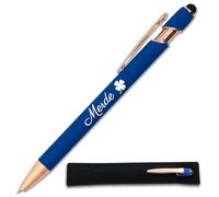 StarMaker Stylo humour gravé Merde et trèfle - Cadeau Porte bonheur encouragement, examen, bonne chance - Stylo en métal drôle pour collègue (Bleu foncé)