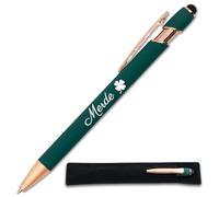 StarMaker Stylo humour gravé Merde et trèfle - Cadeau Porte bonheur encouragement, examen, bonne chance - Stylo en métal drôle pour collègue (Vert profond)