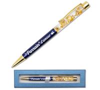 StarMaker Stylo Parrain d'amour Bleu à la feuille d'or gravé avec coffret - Idée cadeau parrain original - Stylo métal personnalisé, cadeau de naissance, gravure française