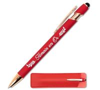 StarMaker Stylo Témoin en Or avec étui cuir - Idée cadeau témoin de mariage - Stylo en métal 2 en 1 tactile avec gravure laser, original et chic à offrir (Rouge)