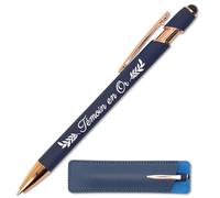 StarMaker Stylo Témoin en Or avec étui cuir - Idée cadeau témoin de mariage - Stylo en métal 2 en 1 tactile avec gravure laser, original et chic à offrir (Bleu profond)