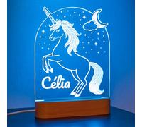 StarMaker Veilleuse personnalisée avec Licorne et prénom - Cadeau de Noël fille, enfant, Lampe personnalisable décoration chambre LED effet 3D gravure personnalisée - RGB 7 couleurs