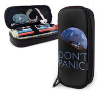 Starman Don't Panic In Orbit Spacex District Trousse À Crayons En Cuir Grande Capacité Avec Fermeture Éclair Grand Rangement Pour Stylos, Pochette À Crayons, Boîte De Rangement, Support De Sac Pratiqu
