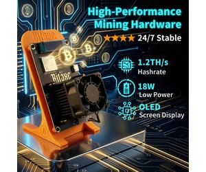 STARMINER Nouveau Modèle Intelligent 2026 Bitaxe Gamma 601 Solo Miner 1.2Th/s 18W 12V avec Puce ASIC BM1370 pour la Recherche de Blocs Bitcoin AU plug