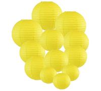 Starnearby 10PCS Lanterne Jaune en Papier - Boule Ronde Suspension 10 CM, Lampions Colorés pour Mariage, Anniversaire, Fête