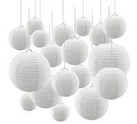 Starnearby 10PCS Lanterne Papier Blanc, Lanterne Ronde en Papier 10 CM, Lanterne Boule Suspension, Lampions Colorés en Papier, Lanterne Decorative Papier pour Mariage Anniversaire, Fête