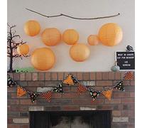 Starnearby 10PCS Lanterne Papier Orange, Lanterne Ronde en Papier 10 CM, Lanterne Boule Suspension, Lampions Colorés en Papier, Lanterne Decorative Papier pour Mariage Anniversaire, Fête