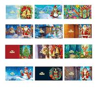 Starnearby 12PCS Cartes de Voeux Noël Diamond Painting Bricolage Partiel Spéciaux Peinture Diamant Carte de Voeux avec Enveloppes Carte d'Anniversaire Nouvel An Cartes Postales Carte Merci Cadeau