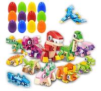 Starnearby 12PCS Oeufs de Pâques Pré-remplis avec Mini Bloc de Construction Dinosaure, Brique de Construction Dinosaure, pour Garnir Les Paniers de Pâques, Cadeau de Paques (Set B)