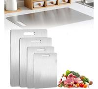 Starnearby 1PCS Planche à Découper en Titane, Planche à Découper en Acier Inoxydable 304 de Qualité Alimentaire, Planche de Cuisine Double Face épaisse, Planche pour Viande, Fruits et Légumes