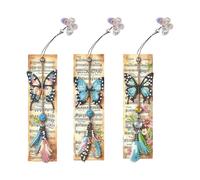 Starnearby 3 Pièces Marque Page en Broderie Diamant Papillon Bricolage, Diamant Painting Marque Pages avec Pendentif Papillon Creatif Artisanat Signet Livre Cadeau pour Enfants, Adultes