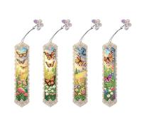 Starnearby 4 Pièces Marque Page en Broderie Diamant Papillon Bricolage, Diamant Painting Marque Pages avec Pendentif Papillon Creatif Artisanat Signet Livre Cadeau pour Enfants, Adultes