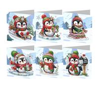 Starnearby 6PCS Carte de Vœux de Noël, Diamond Painting Carte de Noël Bricolage, Carte Broderie Diamant Noel avec Enveloppes, Cartes de Noël Faites à la Main, Cadeau de Noël