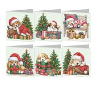 Starnearby 6PCS Carte de Vœux de Noël, Diamond Painting Carte de Noël Bricolage, Carte Broderie Diamant Noel avec Enveloppes, Cartes de Noël Faites à la Main, Cadeau de Noël