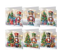 Starnearby 6PCS Carte de Vœux de Noël, Diamond Painting Carte de Noël Bricolage, Carte Broderie Diamant Noel avec Enveloppes, Cartes de Noël Faites à la Main, Cadeau de Noël