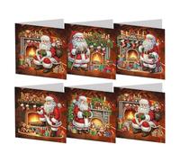 Starnearby 6PCS Carte de Vœux de Noël, Diamond Painting Carte de Noël Bricolage, Carte Broderie Diamant Noel avec Enveloppes, Cartes de Noël Faites à la Main, Cadeau de Noël