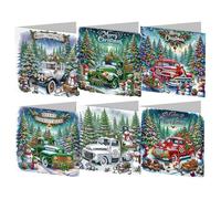 Starnearby 6PCS Carte de Vœux de Noël, Diamond Painting Carte de Noël Bricolage, Carte Broderie Diamant Noel avec Enveloppes, Cartes de Noël Faites à la Main, Cadeau de Noël