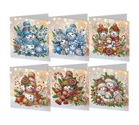 Starnearby 6PCS Carte de Vœux de Noël, Diamond Painting Carte de Noël Bricolage, Carte Broderie Diamant Noel avec Enveloppes, Cartes de Noël Faites à la Main, Cadeau de Noël