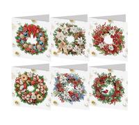 Starnearby 6PCS Carte de Vœux de Noël, Diamond Painting Carte de Noël Bricolage, Carte Broderie Diamant Noel avec Enveloppes, Cartes de Noël Faites à la Main, Cadeau de Noël