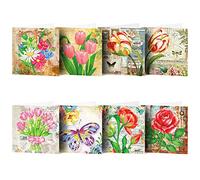 Starnearby 8PCS Cartes de Voeux Motif Fleur Diamond Painting Bricolage Partiel Peinture Diamant Carte de Voeux avec Enveloppes Carte d'Anniversaire Nouvel An Cartes Postales Carte Merci Cadeau