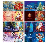 Starnearby 8PCS Cartes de Voeux Noël Diamond Painting Bricolage Partiel Spéciaux Peinture Diamant Carte de Voeux avec Enveloppes Carte d'Anniversaire Nouvel An Cartes Postales Carte Merci Cadeau