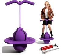 Starnearby Balle de Saut d'équilibre, Ballon Sauteur Pogo avec Poignée pour l'intérieur et l'extérieur, Bâton Sauteur avec Repose-pieds Antidérapants, Sûr et Amusant (Violet)