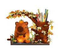 Starnearby Blocs de Construction Capybara avec Porte-Stylo, 1880 Pièces Briques de Construction Animaux, Jeux de Construction Capybara, Décor de Bureau, Cadeau pour étudiant, Homme (avec LED)