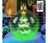 Starnearby Boule de Noel Géante Gonflable 60cm, Grosse Boule de Noël Lumineuse, Boule de Noël Gonflable en PVC étanche avec Télécommande, Décoration de Fête (Sapin de Noël)