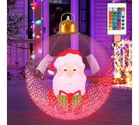 Starnearby Boule de Noel Géante Gonflable 60cm, Grosse Boule de Noël Lumineuse, Boule de Noël Gonflable en PVC étanche avec Télécommande, Décoration de Fête (Père Noël)