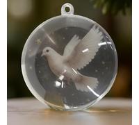 Starnearby Boules de Noël Transparente avec Oiseau, Boule Décorative Transparente en Plastique, Ornements de Noel pour Décoration de d'Intérieur, Sapin de Noël, Fête de Mariage (Colombe)