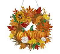Starnearby Broderie Diamant Couronne de Récolte d'automne, Diamond Painting Couronne d'automne 5D Bricolage Couronne de Citrouille Couronne Automne Porte Entrée Décoration 25x25cm