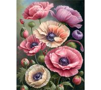 Starnearby Broderie Diamant Fleurs Coquelicots Kit Complet Bricolage Diamond Painting Coquelicots Diamant Rond Mosaïque Point de Croix Diamant Peinture Diamant Décoration Intérieur 30x40cm