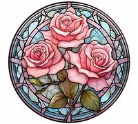 Starnearby Broderie Diamant Kit Complet Fleurs Rose Bricolage Diamond Painting Vitrail Diamant Rond Peinture Mosaïque Point de Croix Diamant Peinture Diamant 5D Complet Décoration 30x30cm