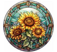 Starnearby Broderie Diamant Kit Complet Fleurs Tournesol Bricolage Diamond Painting Vitrail Diamant Rond Peinture Mosaïque Point de Croix Diamant Peinture Diamant 5D Complet Décoration 30x30cm