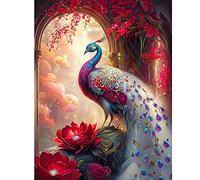 Starnearby Broderie Diamant Kit Complet Paon Bricolage Diamond Painting Paon Diamant Rond Peinture Mosaïque Point de Croix Diamant Peinture Diamant 5D Complet 30x40cm