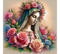 Starnearby Broderie Diamant Madonna Kit Complet Bricolage Diamond Painting Sainte Marie Diamant Rond Strass Mosaïque Point de Croix Diamant Peinture Diamant Décoration Intérieur 30x30cm