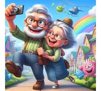 Starnearby Broderie Diamant Vieux Couple Kit Complet Bricolage Diamond Painting Personnes Agées Diamant Rond Point de Croix Diamant Peinture Diamant 5D Complet Décoration Cadeau 30x30cm