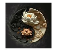 Starnearby Broderie Diamant Ying Yang Kit Complet Bricolage Diamond Painting Lotus Ying Yang Diamant Rond Peinture Mosaïque Point de Croix Diamant Peinture Diamant 5D Complet 30x30cm