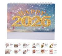 Starnearby Calendrier de Bureau 2026 en Papier de Peinture Diamant DIY, Calendrier Mensuel à Rabat, Diamond Painting Calendriers Familial 2026 Bricolage Artisanat, Cadeau de Fête (C)