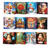 Starnearby Carte de Vœux de Noël, Diamond Painting Carte de Noël Bricolage, Carte Broderie Diamant Noel avec Enveloppes, Cartes de Noël Faites à la Main, Cadeau de Noël