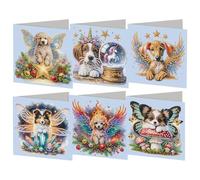 Starnearby Carte de Vœux Motif Chien avec des Ailes, Diamond Painting Carte Anniversaire Bricolage, Carte Broderie Diamant avec Enveloppes, Carte Merci, Carte d'Anniversaire, Cadeau