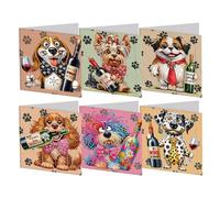 Starnearby Carte de Vœux Motif Chien, Diamond Painting Carte Anniversaire Bricolage, Carte Broderie Diamant avec Enveloppes, Carte Merci Faite à la Main, Carte d'Anniversaire, Cadeau