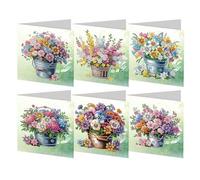 Starnearby Carte de Vœux Motif Fleurs, Diamond Painting Carte Anniversaire Bricolage, Carte Broderie Diamant avec Enveloppes, Carte Merci Faite à la Main, Carte d'Anniversaire, Cadeau