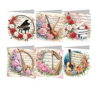 Starnearby Carte de Vœux Motif Instrument, Diamond Painting Carte Anniversaire Bricolage, Carte Broderie Diamant avec Enveloppes, Carte Merci Faite à la Main, Carte d'Anniversaire, Cadeau