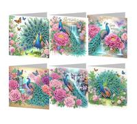 Starnearby Carte de Vœux Motif Paon, Diamond Painting Carte Anniversaire Bricolage, Carte Broderie Diamant avec Enveloppes, Carte Merci Faite à la Main, Carte d'Anniversaire, Cadeau