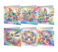 Starnearby Carte de Vœux Motif Papillon et Libellule - Diamond Painting Anniversaire Bricolage, Broderie Diamant avec Enveloppes, Merci, Cadeau