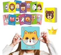 Starnearby Cartes Flash Alphabet avec Masques, Lot de 26, Lettres Géantes, Visages d'animaux, Cartes Lettres Minuscules et Majuscules, Jeux éducatifs pour Enfants, Jouets pour la Maternelle
