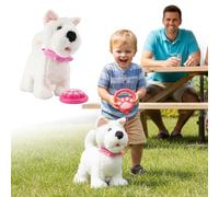 Starnearby Chien Robot Interactif avec Laisse Télécommandée, Chien Peluche Realiste Qui Marche et Aboie, Répète ce Que Vous Dites, Queue Qui Remue, Cadeau pour Enfants Fille Garçon (Chien Westie)