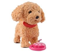 Starnearby Chien Robot Interactif avec Laisse Télécommandée, Chien Peluche Realiste Qui Marche et Aboie, Répète ce Que Vous Dites, Queue Qui Remue, Cadeau pour Enfants Fille Garçon (Caniche)