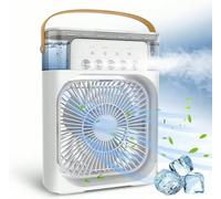 Starnearby Climatiseur Portable sans Tuyau, Climatiseur Mobile à Eau, 3 Vitesses de Vent, 3 Modes de Brumisation, Refroidisseur d'air avec 5 Trous de Pulvérisation et Lumières Colorées (Blanc)
